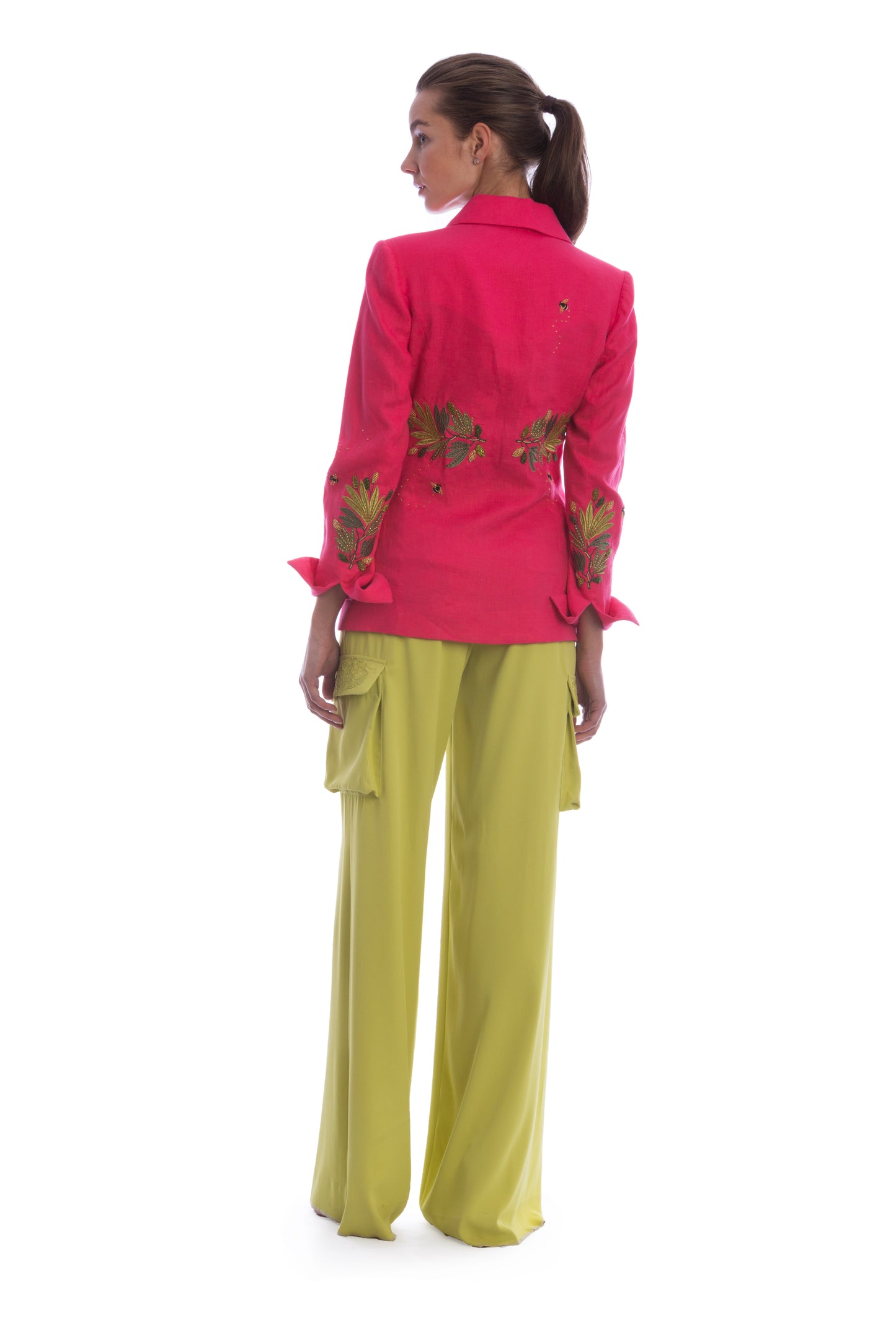 Electrik pink leaf Blazer