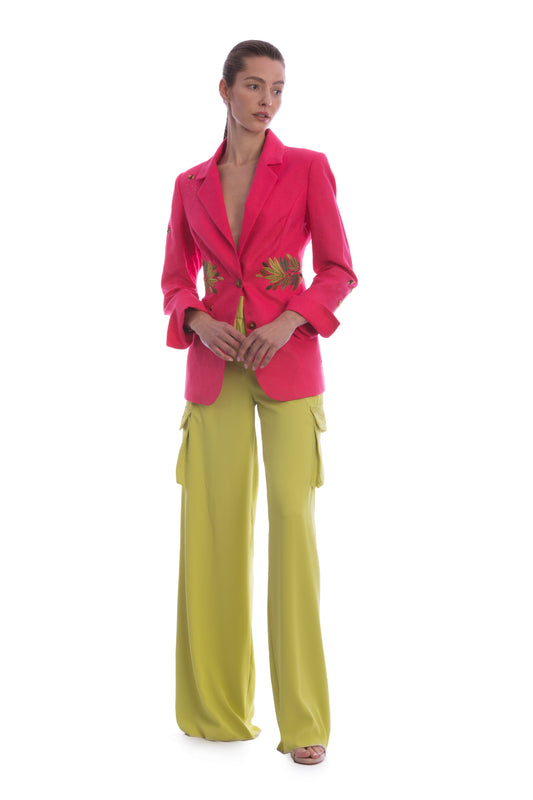 Electrik pink leaf Blazer
